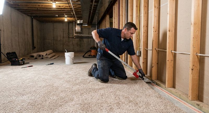 Basement Carpet Stretching in Roswell, GA