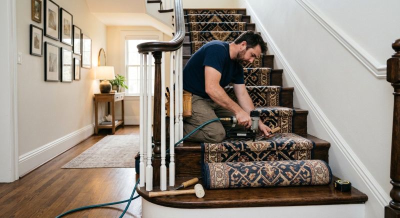 Stair Runner Installation in Old Bridge, NJ
